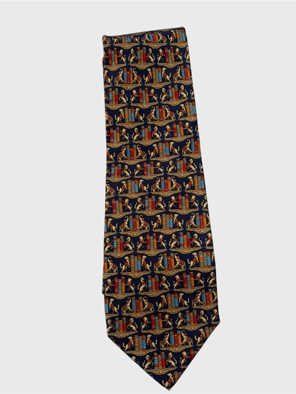 Salvatore Ferragamo Multicolor Animal Library Book Silk Neck Tie - Picture 1 of 7